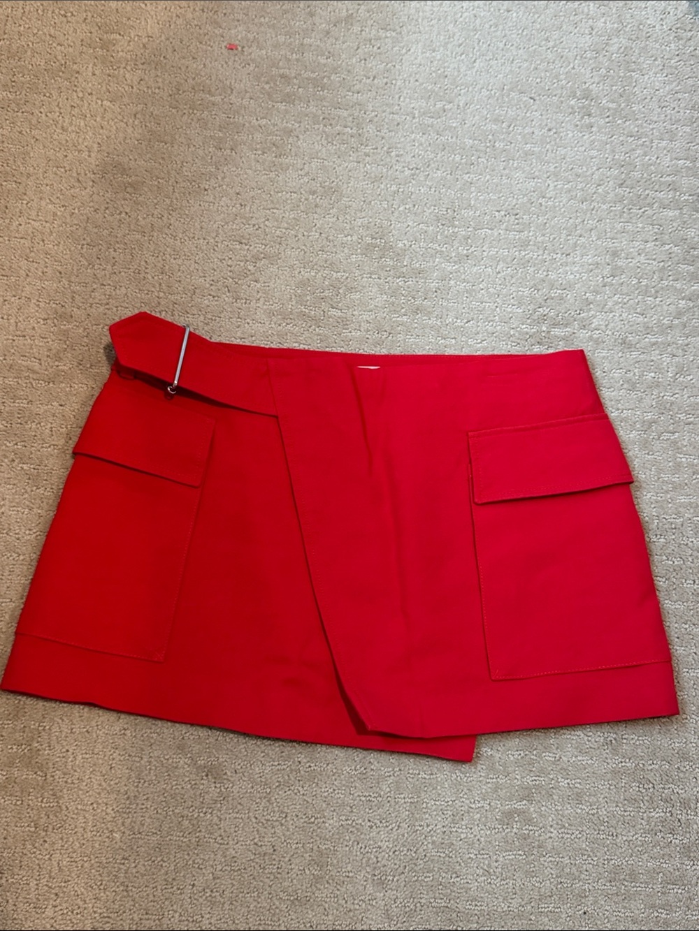 A.L.C. Red Cargo Pocket Mini Skort with Wrap Detail